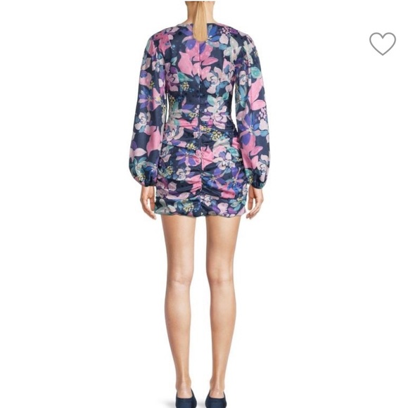 FOR LOVE AND LEMONS Wyatt Floral Ruched Mini Dress Size Medium - Picture 3 of 12